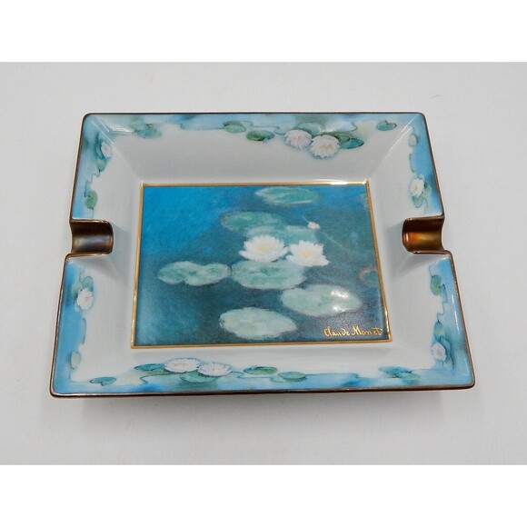Goebel Artis Orbis Fleurs de Soir Ashtray Cigar Claude Monet Rectangle - Picture 4 of 10